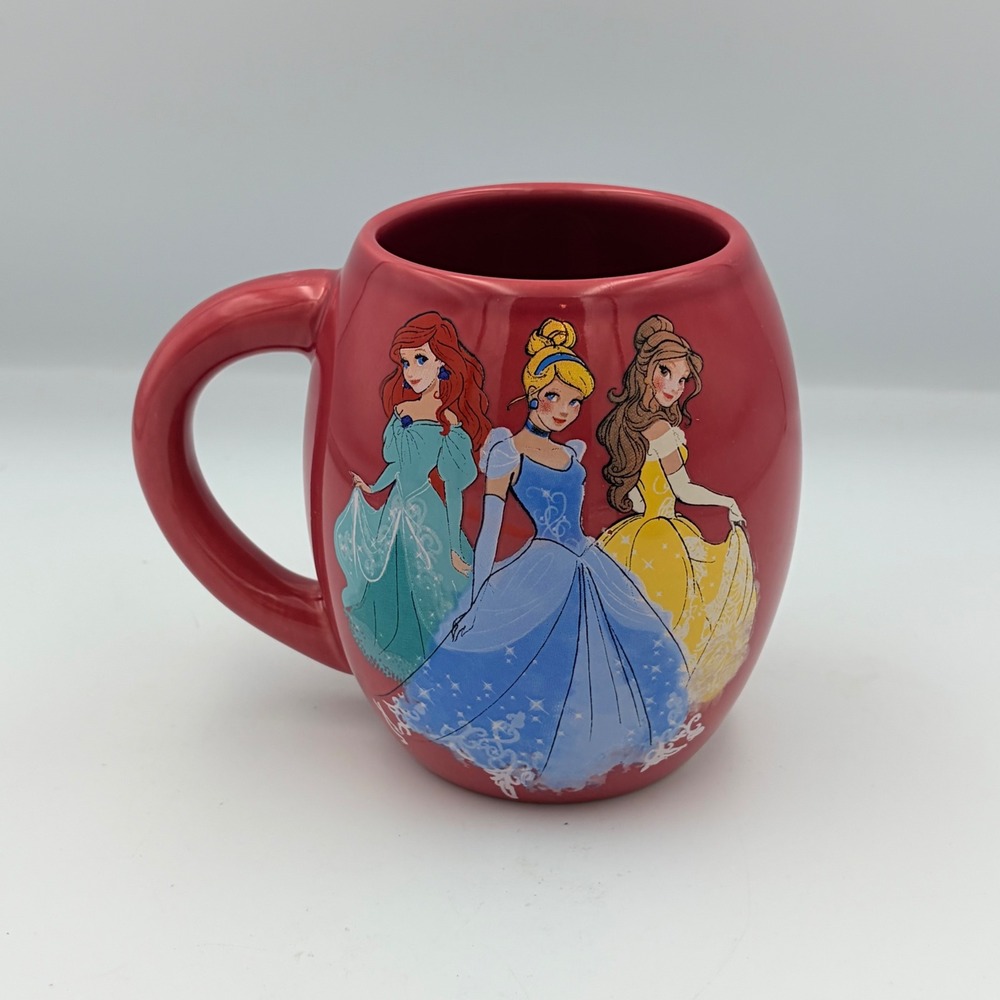 Disney‎ Princess Red Ceramic Mug 18oz Ariel Cinderella Belle